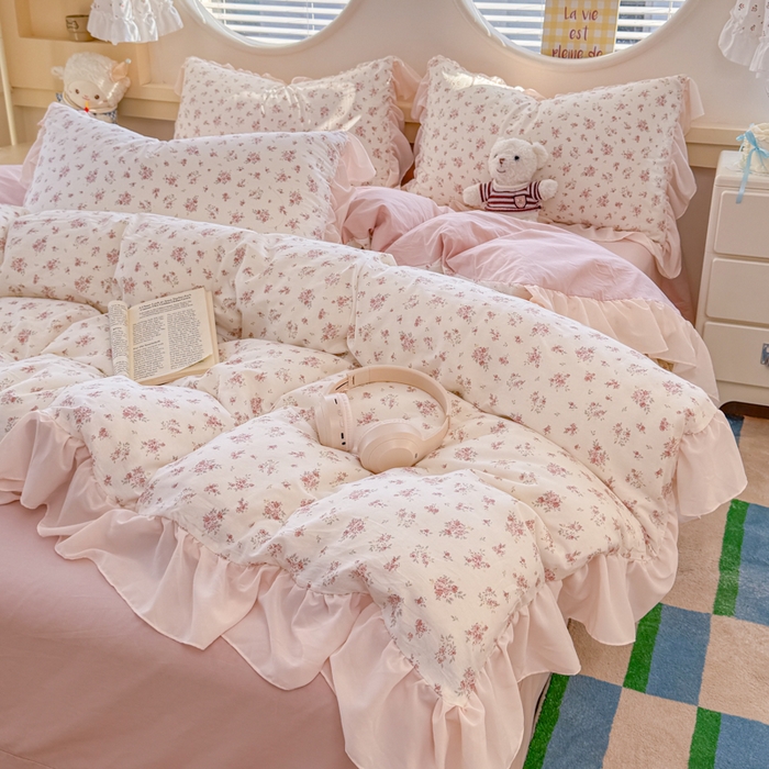 91家纺网 家纺一手货源 找家纺 橘子家 2026新款全棉雪纺四件套 清瑶