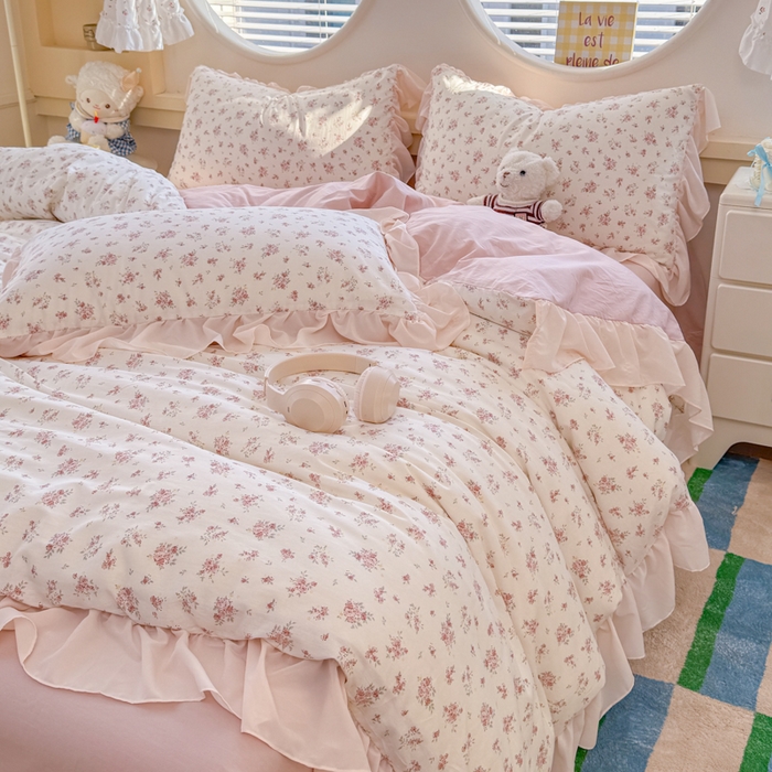 91家纺网 家纺一手货源 找家纺 橘子家 2026新款全棉雪纺四件套 清瑶