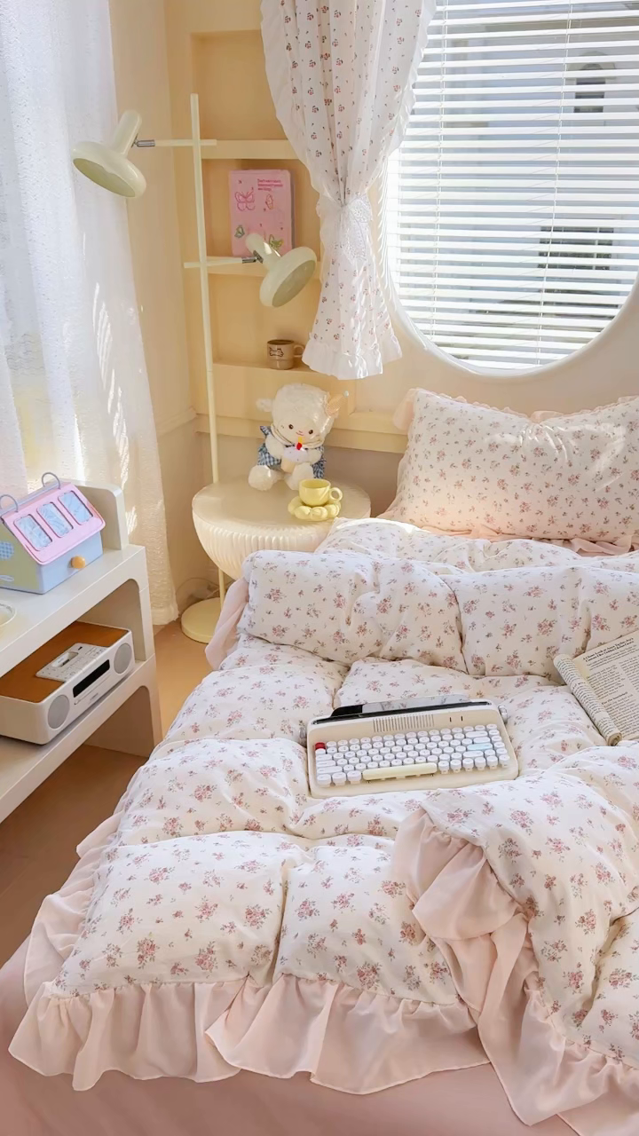 91家纺网 家纺一手货源 找家纺 橘子家 2026新款全棉雪纺四件套 清瑶