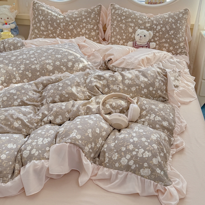 91家纺网 家纺一手货源 找家纺 橘子家 2026新款全棉雪纺四件套 午后诗