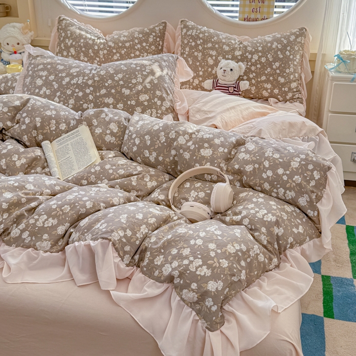 91家纺网 家纺一手货源 找家纺 橘子家 2026新款全棉雪纺四件套 午后诗