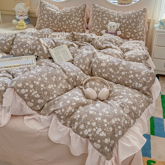 91家纺网 家纺一手货源 找家纺 橘子家 2026新款全棉雪纺四件套 午后诗