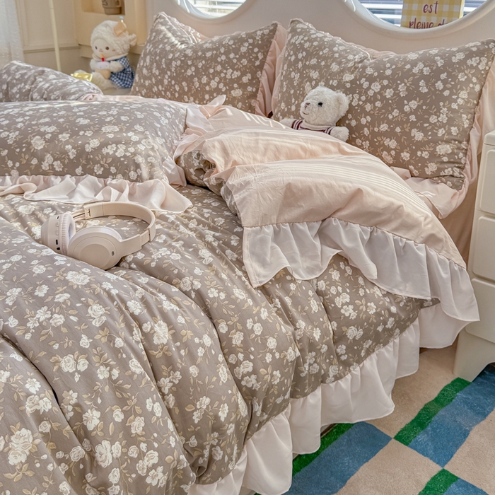 91家纺网 家纺一手货源 找家纺 橘子家 2026新款全棉雪纺四件套 午后诗