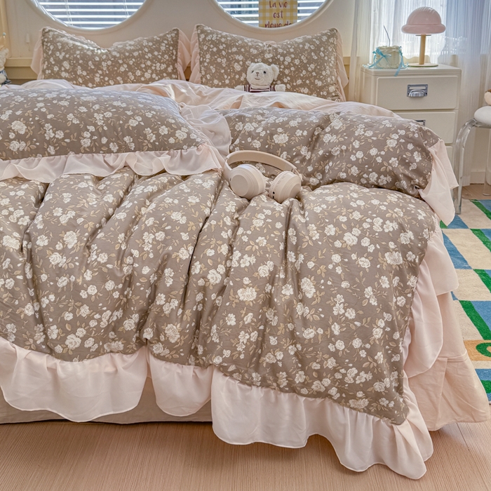 91家纺网 家纺一手货源 找家纺 橘子家 2026新款全棉雪纺四件套 午后诗