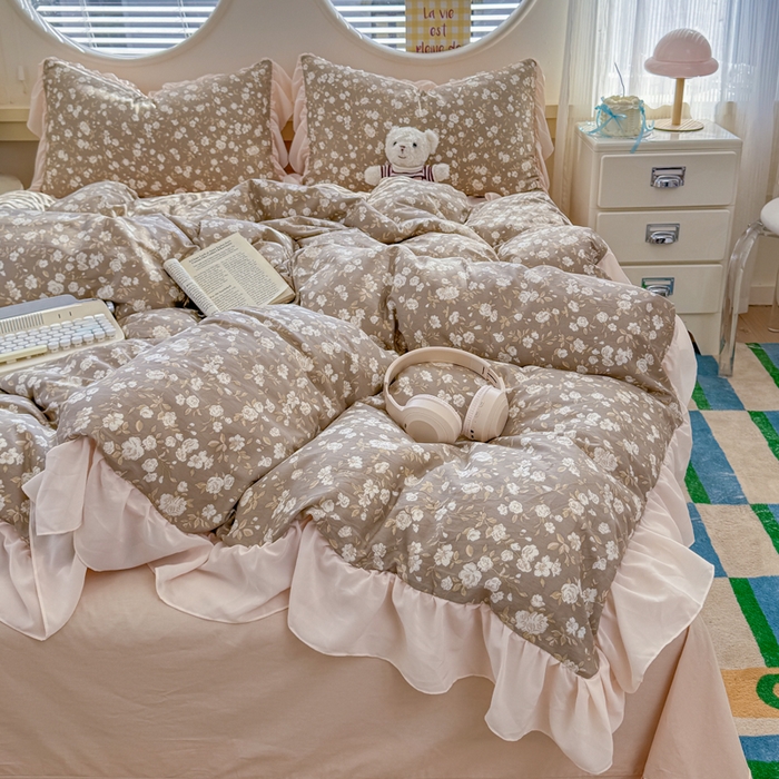 91家纺网 家纺一手货源 找家纺 橘子家 2026新款全棉雪纺四件套 午后诗