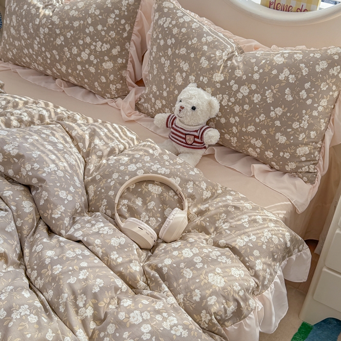 91家纺网 家纺一手货源 找家纺 橘子家 2026新款全棉雪纺四件套 午后诗