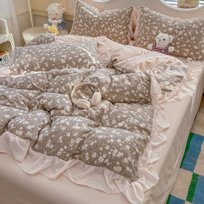 91家纺网 家纺一手货源 找家纺 橘子家 2026新款全棉雪纺四件套 午后诗