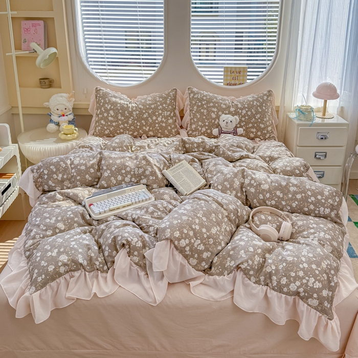 91家纺网 家纺一手货源 找家纺 橘子家 2026新款全棉雪纺四件套 午后诗