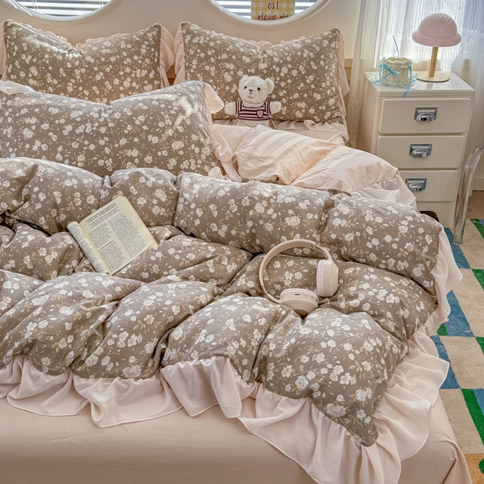 91家纺网 家纺一手货源 找家纺 橘子家 2026新款全棉雪纺四件套 午后诗