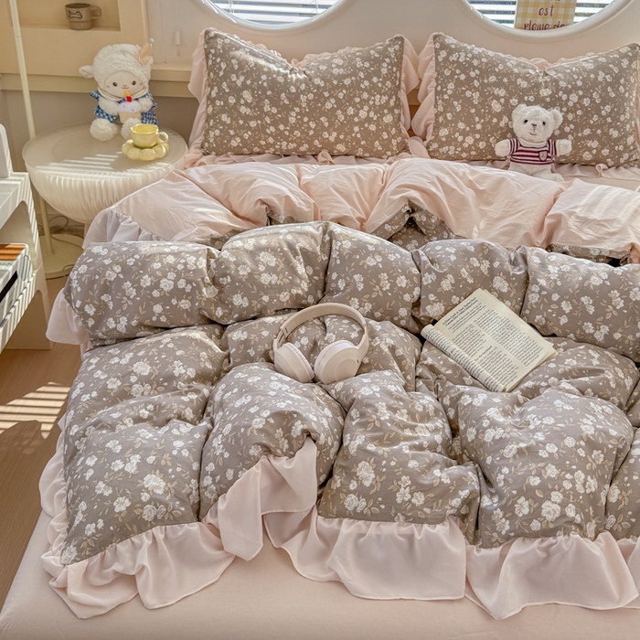 91家纺网 家纺一手货源 找家纺 橘子家 2026新款全棉雪纺四件套 午后诗