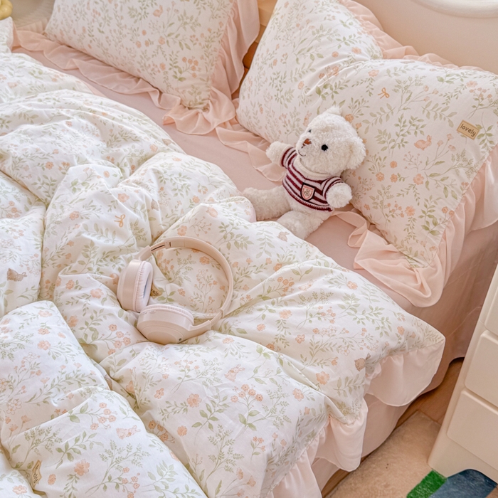 91家纺网 家纺一手货源 找家纺 橘子家 2026新款全棉雪纺四件套 仙草依依