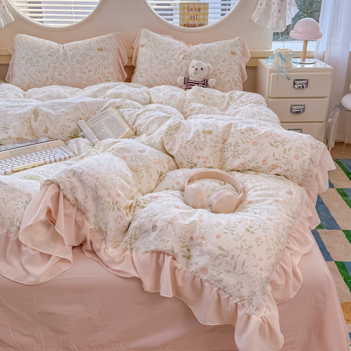 91家纺网 家纺一手货源 找家纺 橘子家 2026新款全棉雪纺四件套 仙草依依