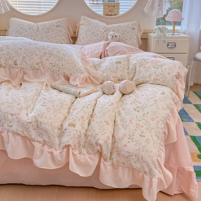 91家纺网 家纺一手货源 找家纺 橘子家 2026新款全棉雪纺四件套 仙草依依