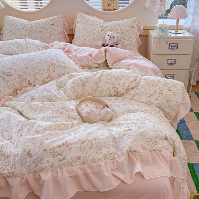 91家纺网 家纺一手货源 找家纺 橘子家 2026新款全棉雪纺四件套 仙草依依