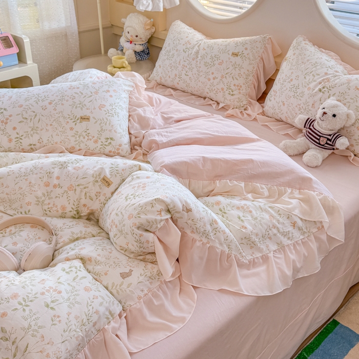 91家纺网 家纺一手货源 找家纺 橘子家 2026新款全棉雪纺四件套 仙草依依