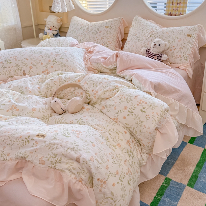 91家纺网 家纺一手货源 找家纺 橘子家 2026新款全棉雪纺四件套 仙草依依