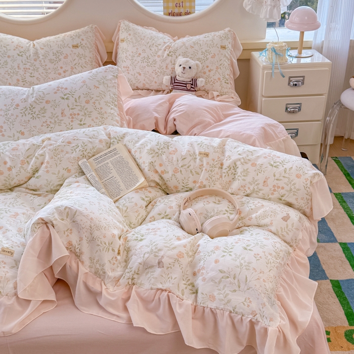 91家纺网 家纺一手货源 找家纺 橘子家 2026新款全棉雪纺四件套 仙草依依