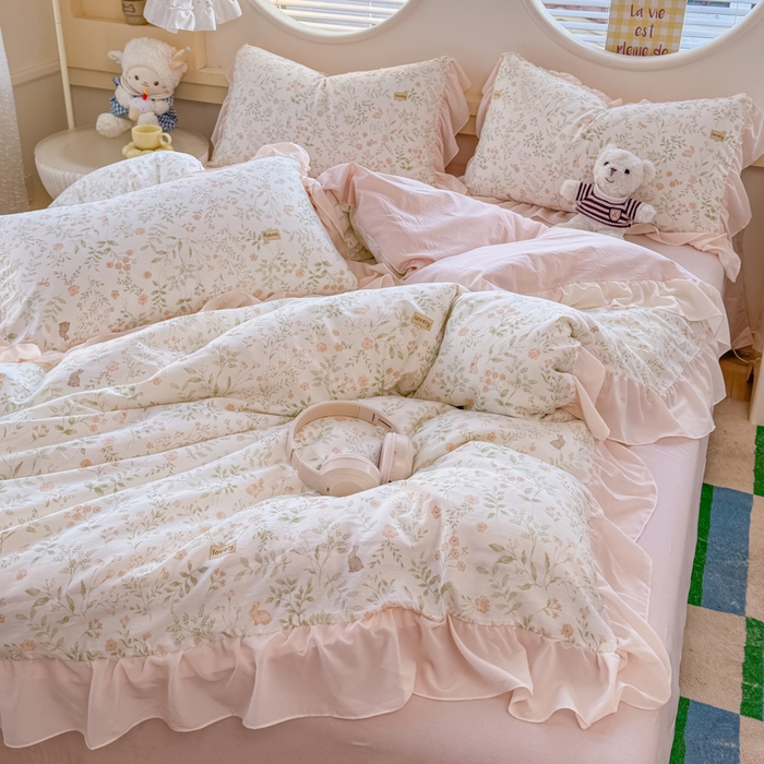 91家纺网 家纺一手货源 找家纺 橘子家 2026新款全棉雪纺四件套 仙草依依