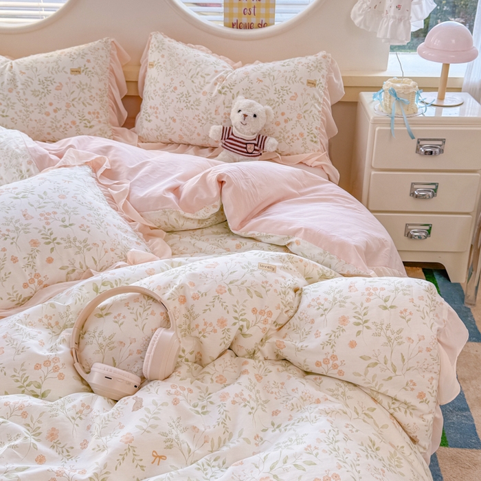 91家纺网 家纺一手货源 找家纺 橘子家 2026新款全棉雪纺四件套 仙草依依