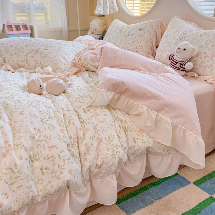 91家纺网 家纺一手货源 找家纺 橘子家 2026新款全棉雪纺四件套 仙草依依