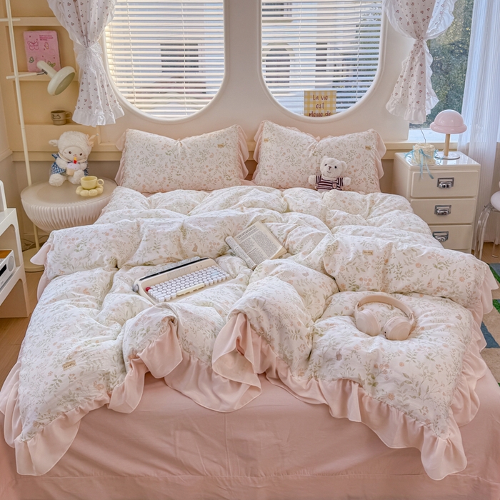 91家纺网 家纺一手货源 找家纺 橘子家 2026新款全棉雪纺四件套 仙草依依