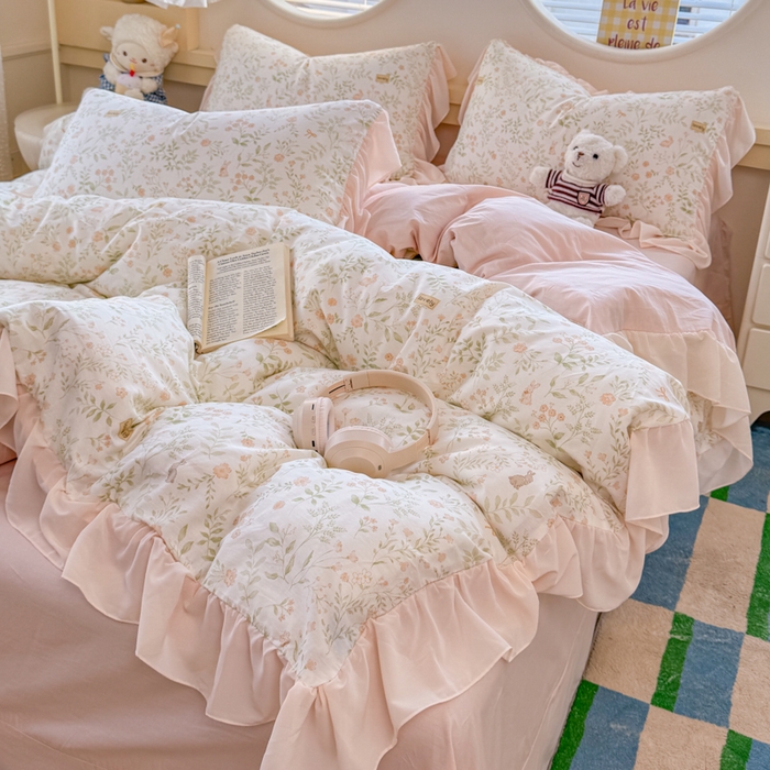 91家纺网 家纺一手货源 找家纺 橘子家 2026新款全棉雪纺四件套 仙草依依