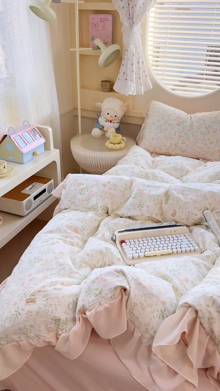 91家纺网 家纺一手货源 找家纺 橘子家 2026新款全棉雪纺四件套 仙草依依