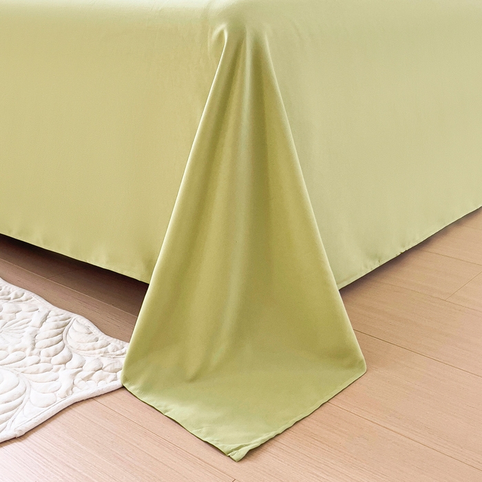 91家纺网 家纺一手货源 找家纺 宇淳国际 2026新款纯色舒适亲肤芦荟棉水洗棉单床单 草绿