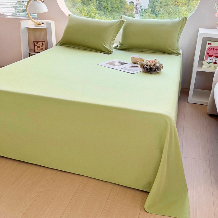 91家纺网 家纺一手货源 找家纺 宇淳国际 2026新款纯色舒适亲肤芦荟棉水洗棉单床单 草绿