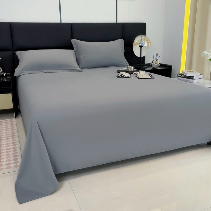 91家纺网 家纺一手货源 找家纺 宇淳国际 2026新款纯色舒适亲肤芦荟棉水洗棉单床单 浅灰