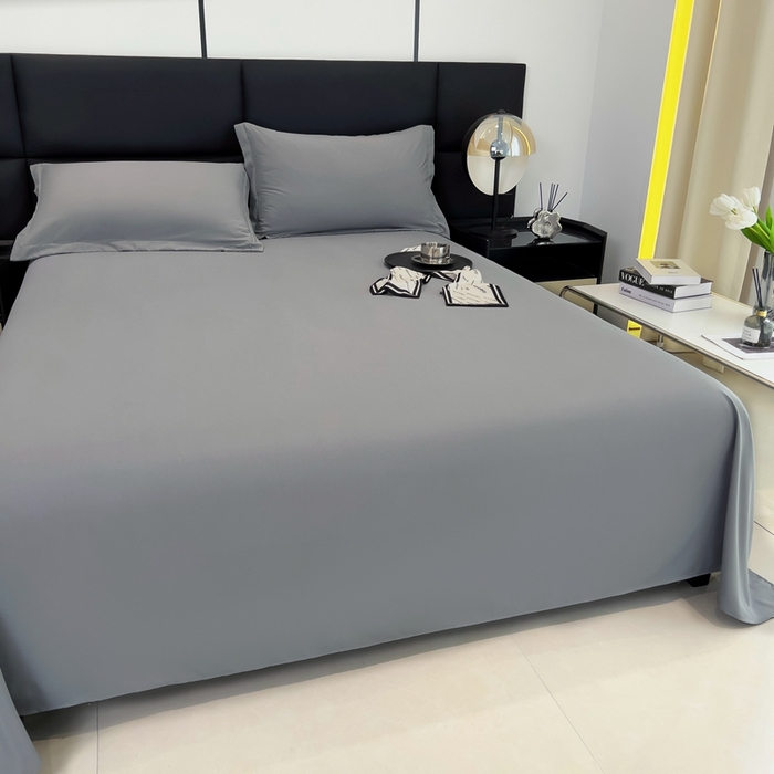 91家纺网 家纺一手货源 找家纺 宇淳国际 2026新款纯色舒适亲肤芦荟棉水洗棉单床单 浅灰