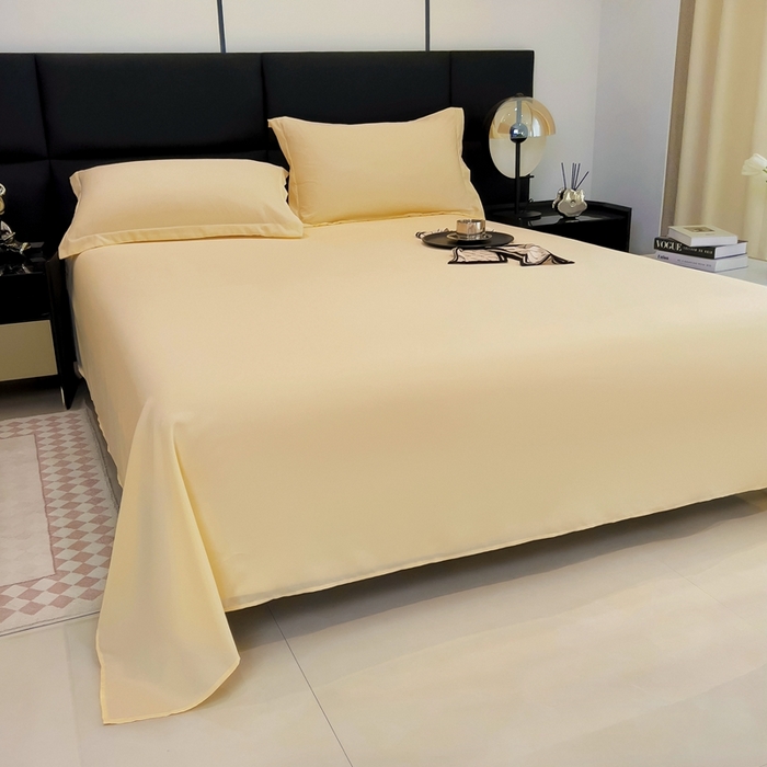 91家纺网 家纺一手货源 找家纺 宇淳国际 2026新款纯色舒适亲肤芦荟棉水洗棉单床单 奶黄