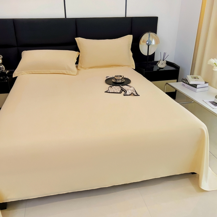 91家纺网 家纺一手货源 找家纺 宇淳国际 2026新款纯色舒适亲肤芦荟棉水洗棉单床单 奶黄