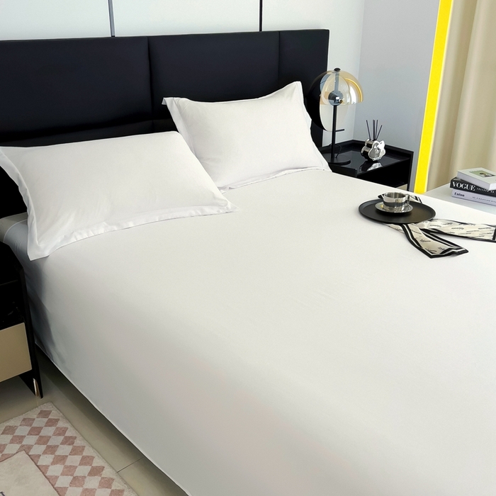 91家纺网 家纺一手货源 找家纺 宇淳国际 2026新款纯色舒适亲肤芦荟棉水洗棉单床单 白色