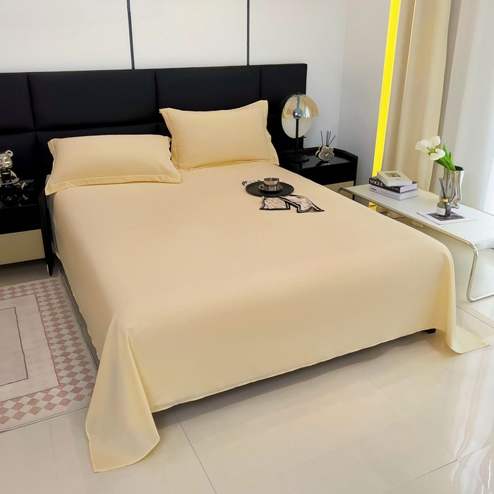 91家纺网 家纺一手货源 找家纺 宇淳国际 2026新款纯色舒适亲肤芦荟棉水洗棉单床单 奶黄