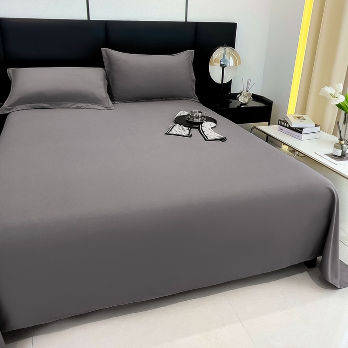 91家纺网 家纺一手货源 找家纺 宇淳国际 2026新款纯色舒适亲肤芦荟棉水洗棉单床单 深灰