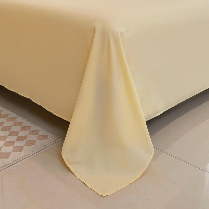 91家纺网 家纺一手货源 找家纺 宇淳国际 2026新款纯色舒适亲肤芦荟棉水洗棉单床单 奶黄