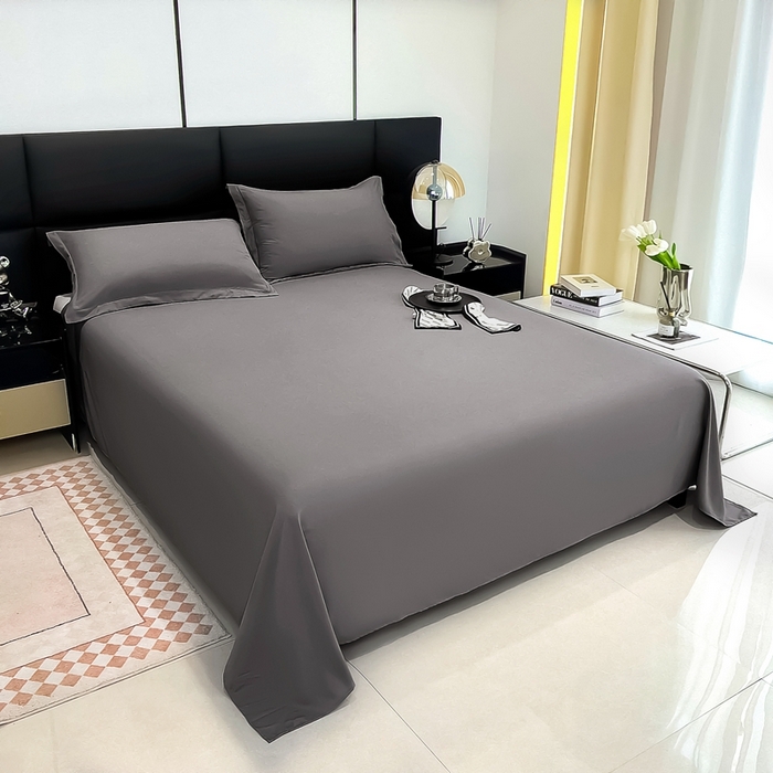 91家纺网 家纺一手货源 找家纺 宇淳国际 2026新款纯色舒适亲肤芦荟棉水洗棉单床单 深灰