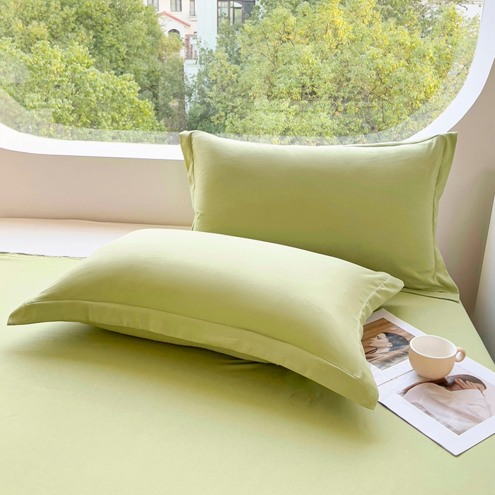 91家纺网 家纺一手货源 找家纺 宇淳国际 2026新款纯色舒适亲肤芦荟棉水洗棉单床单 草绿