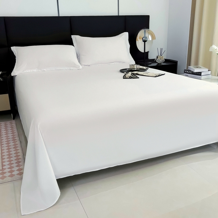 91家纺网 家纺一手货源 找家纺 宇淳国际 2026新款纯色舒适亲肤芦荟棉水洗棉单床单 白色