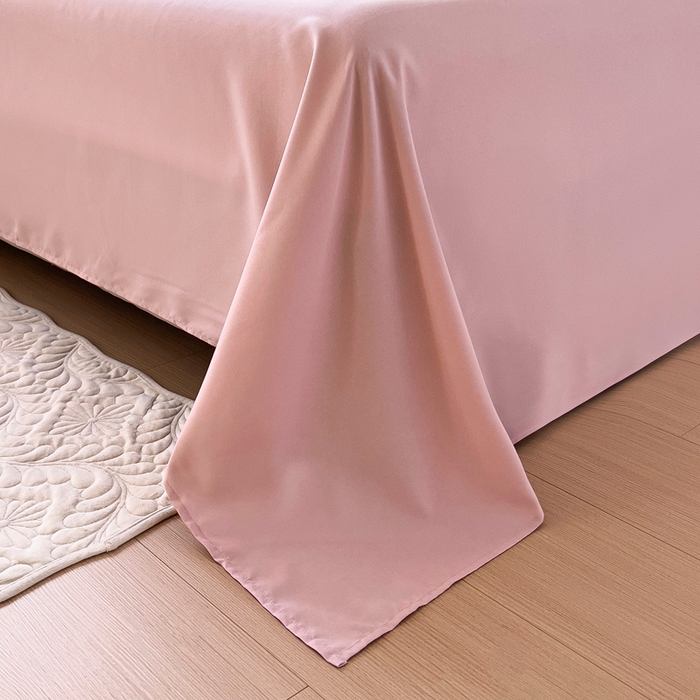 91家纺网 家纺一手货源 找家纺 宇淳国际 2026新款纯色舒适亲肤芦荟棉水洗棉单床单 浅粉