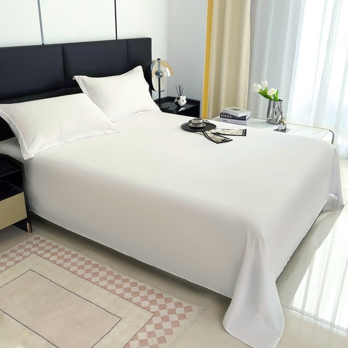 91家纺网 家纺一手货源 找家纺 宇淳国际 2026新款纯色舒适亲肤芦荟棉水洗棉单床单 白色