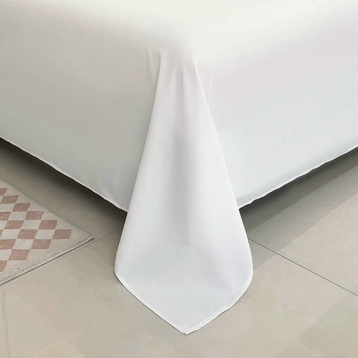 91家纺网 家纺一手货源 找家纺 宇淳国际 2026新款纯色舒适亲肤芦荟棉水洗棉单床单 白色