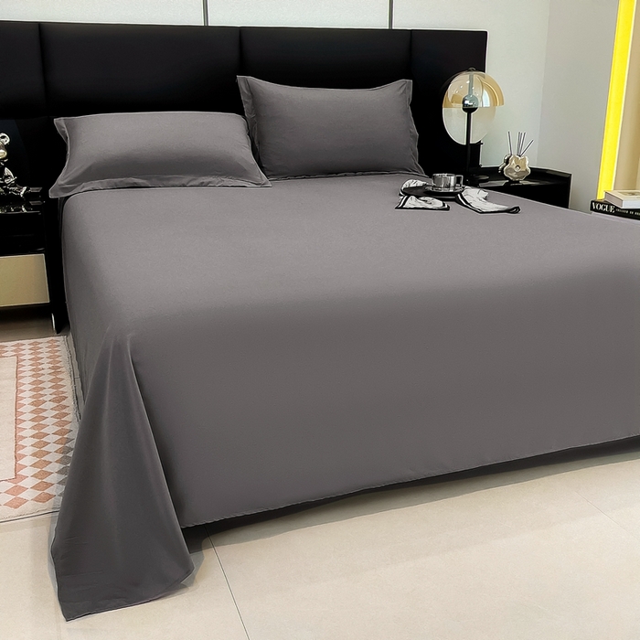 91家纺网 家纺一手货源 找家纺 宇淳国际 2026新款纯色舒适亲肤芦荟棉水洗棉单床单 深灰