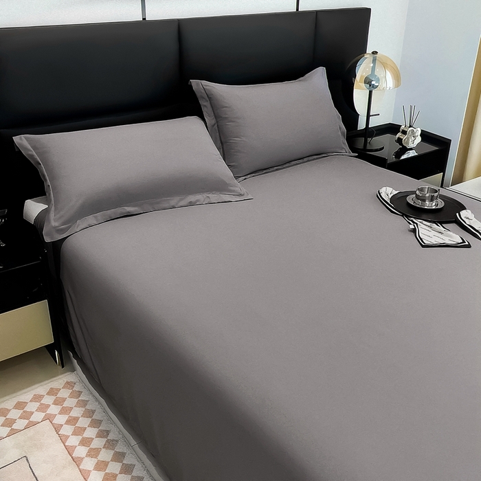 91家纺网 家纺一手货源 找家纺 宇淳国际 2026新款纯色舒适亲肤芦荟棉水洗棉单床单 深灰