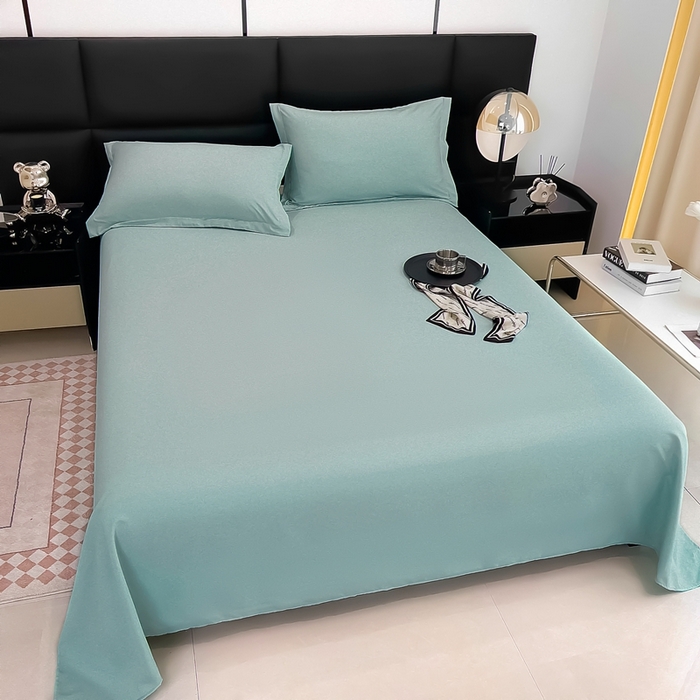 91家纺网 家纺一手货源 找家纺 宇淳国际 2026新款纯色舒适亲肤芦荟棉水洗棉单床单 水绿