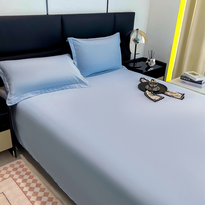 91家纺网 家纺一手货源 找家纺 宇淳国际 2026新款纯色舒适亲肤芦荟棉水洗棉单床单 天蓝