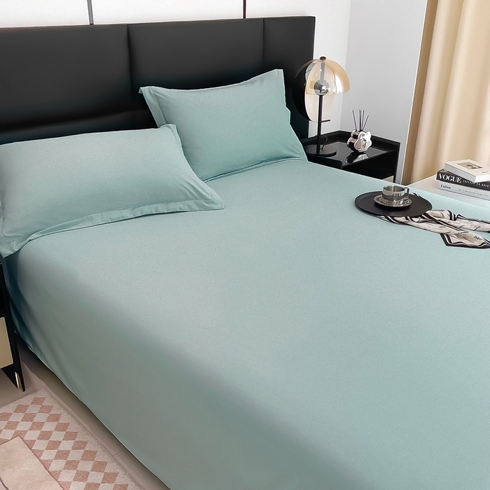 91家纺网 家纺一手货源 找家纺 宇淳国际 2026新款纯色舒适亲肤芦荟棉水洗棉单床单 水绿