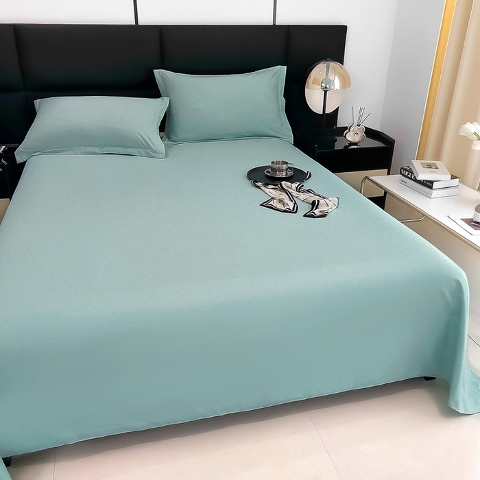 91家纺网 家纺一手货源 找家纺 宇淳国际 2026新款纯色舒适亲肤芦荟棉水洗棉单床单 水绿