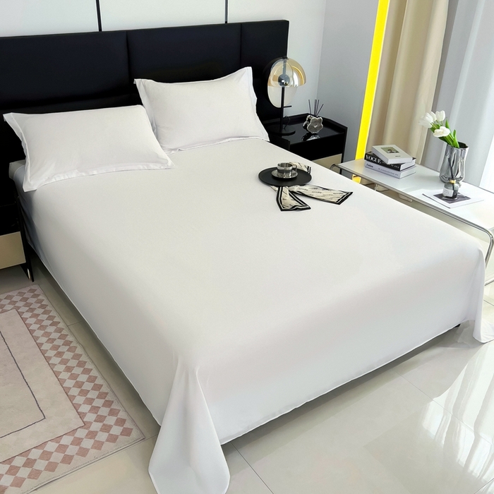 91家纺网 家纺一手货源 找家纺 宇淳国际 2026新款纯色舒适亲肤芦荟棉水洗棉单床单 白色